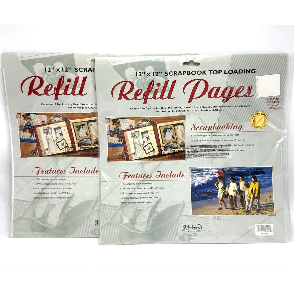 Markings by CR Gibson 12x12 Scrapbook Album Top Loading Refill Pages 20 Sheets